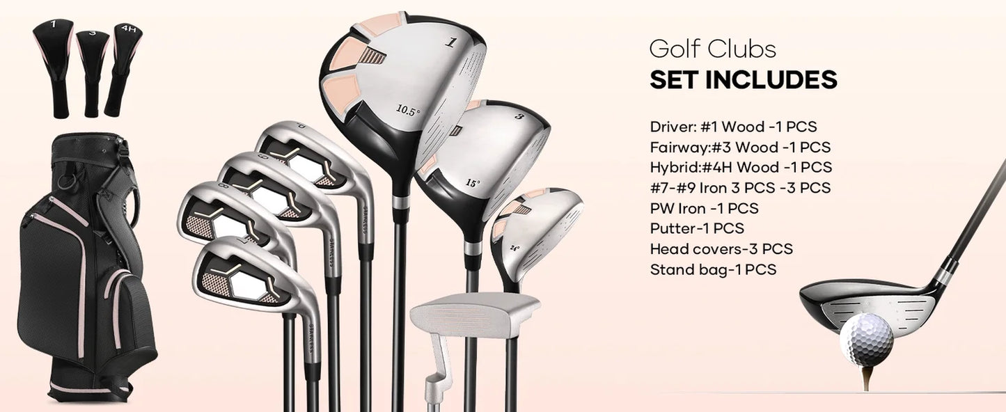 Complete Golf Club Set, 12-Piece, Right Handed, Unisex, with Stand Bag and Headcovers