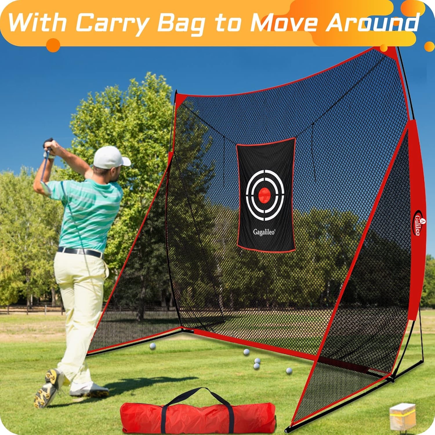 Golf Practice Net 9X9Feet Golf Hitting Nets Driving Range Indoor Outdoor Golf Training Aids with Target Carry Bag